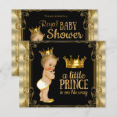 Elegant Gold Prince Baby shower Kaart (Voorkant / Achterkant)