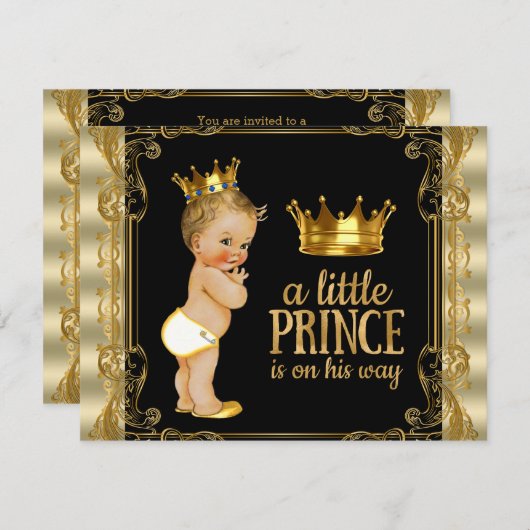 Elegant Gold Prince Baby shower Kaart (Voorkant / Achterkant)