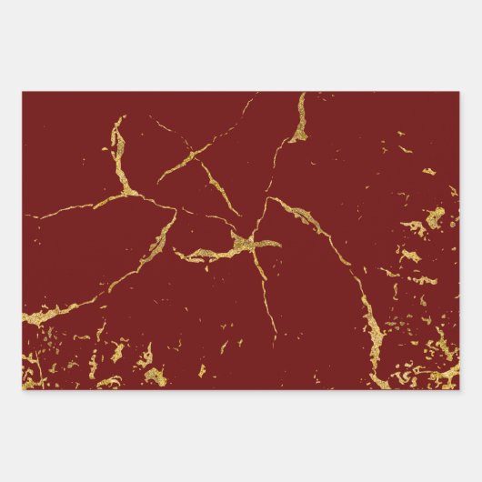 Elegant Gold Printed Splashes and Streaks Pattern Inpakpapier Vel (Voorkant 2)