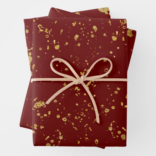 Elegant Gold Printed Splashes and Streaks Pattern Inpakpapier Vel (In situ)
