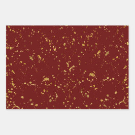 Elegant Gold Printed Splashes and Streaks Pattern Inpakpapier Vel