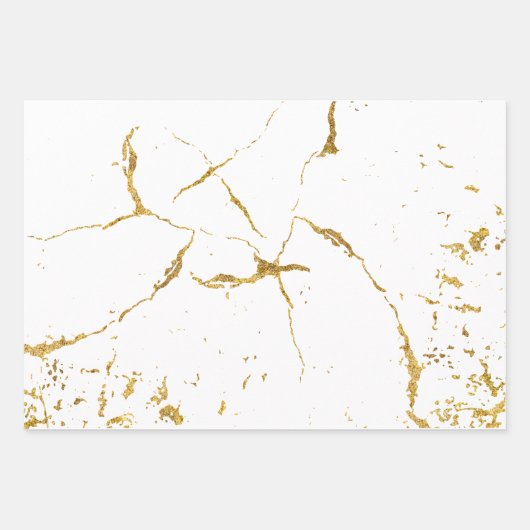 Elegant Gold Printed Splashes and Streaks Pattern Inpakpapier Vel (Voorkant 2)