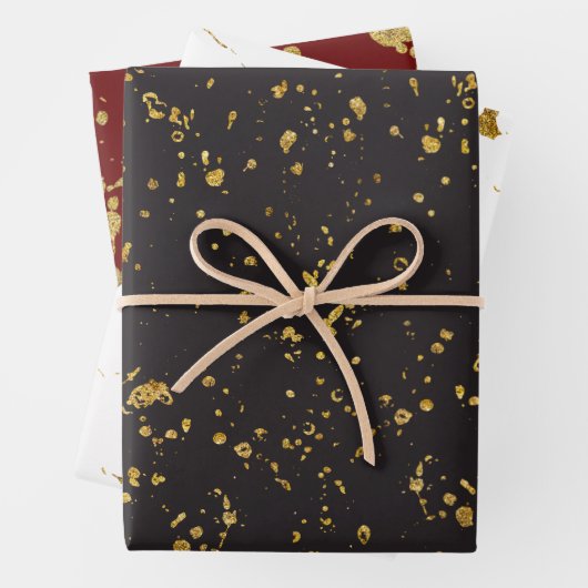 Elegant Gold Printed Splashes and Streaks Pattern Inpakpapier Vel (In situ)