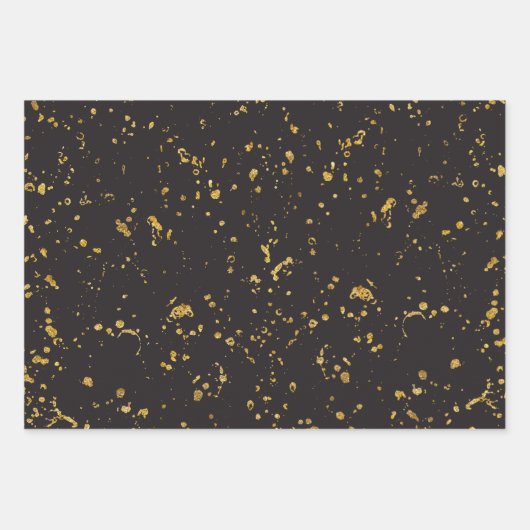 Elegant Gold Printed Splashes and Streaks Pattern Inpakpapier Vel (Voorkant)