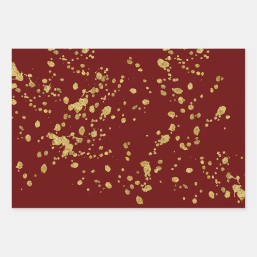 Elegant Gold Printed Splashes and Streaks Pattern Inpakpapier Vel (Voorkant 3)