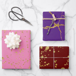 Elegant Gold Printed Splashes and Streaks Pattern Inpakpapier Vel