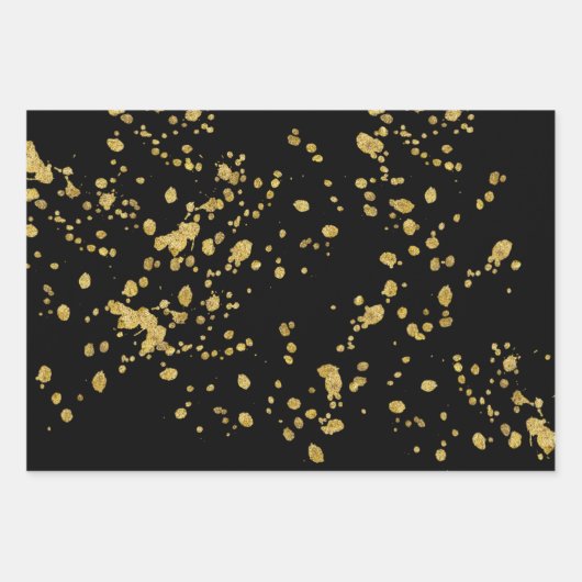 Elegant Gold Printed Splashes and Streaks Pattern Inpakpapier Vel (Voorkant 3)