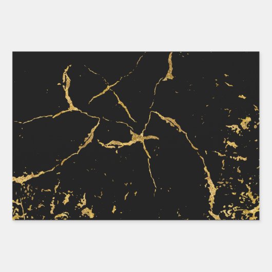 Elegant Gold Printed Splashes and Streaks Pattern Inpakpapier Vel (Voorkant 2)