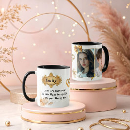 Elegant Gold Proposal Mug - "Will You Marry Me" Cu Mok