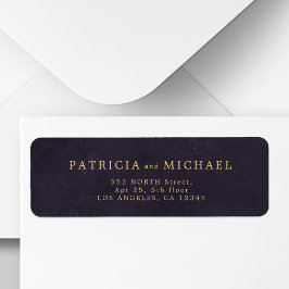 Elegant gold purple wedding return address etiket