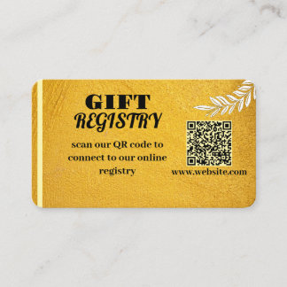 Elegant Gold QR Code Gift Registry Insert Kaart