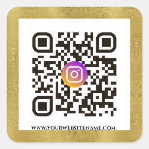 Elegant Gold QR Code URL Sjabloon Business  Vierkante Sticker