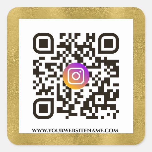 Elegant Gold QR Code URL Sjabloon Zakelijk Vierkante Sticker (Voorkant)