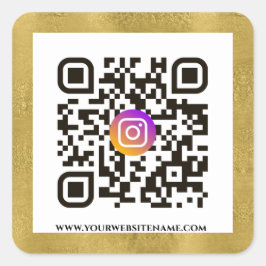 Elegant Gold QR Code URL Sjabloon Zakelijk Vierkante Sticker