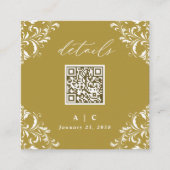 Elegant Gold QR Code Weddenschap Details Informatiekaartje (Voorkant)