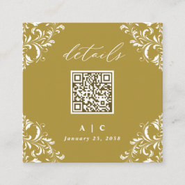 Elegant Gold QR Code Weddenschap Details Informatiekaartje