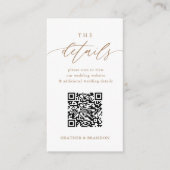 Elegant Gold QR Code Weddenschap Details Informatiekaartje (Voorkant)