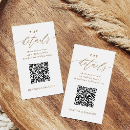 Elegant Gold QR Code Weddenschap Details Informatiekaartje