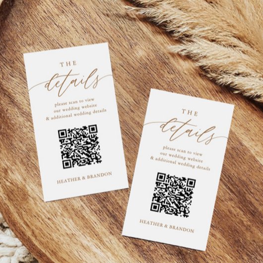 Elegant Gold QR Code Weddenschap Details Informatiekaartje