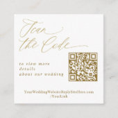 Elegant Gold QR Code Weddenschap Website Informatiekaartje (Voorkant)