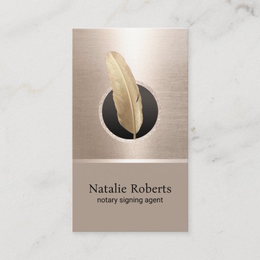 Elegant Gold Quill Pen Visitekaartje (Voorkant)