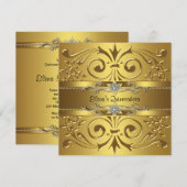 Elegant Gold Quinceanera Kaart (Voorkant / Achterkant)