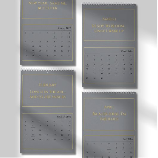 Elegant Gold Quote Calendar 2026 Kalender