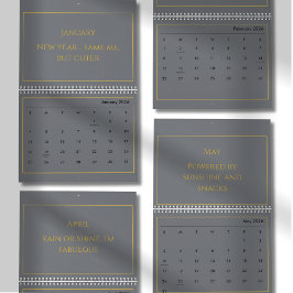 Elegant Gold Quote Calendar 2026 Kalender