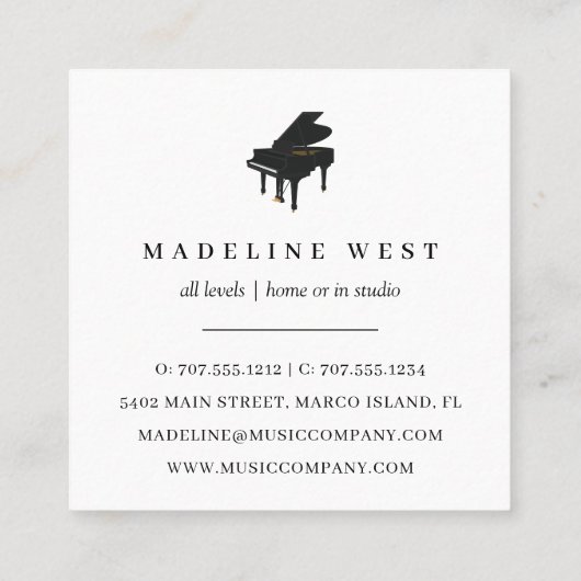 Elegant Gold Rain Piano Instructor Music Teacher Vierkante Visitekaartje (Achterkant)