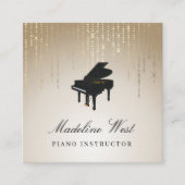 Elegant Gold Rain Piano Instructor Music Teacher Vierkante Visitekaartje (Voorkant)