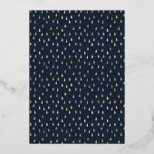 Elegant Gold Raindrops Navy Blue Graduparty Folie Uitnodiging (Achterkant)