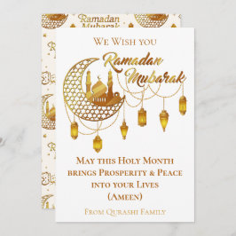Elegant Gold Ramadan Mubarak Mosque Lanterns Feestdagenkaart