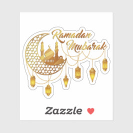 Elegant Gold Ramadan Mubarak Mosque & Lanterns Sticker