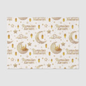 Elegant Gold Ramadan Mubarak Stars & Lantern Decor Tissuepapier (Voorkant)