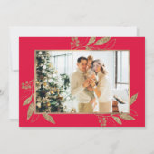 Elegant Gold Red 4 Photo Collage-kerstkaart (Achterkant)