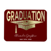 Elegant Gold Red bewaart de datum-Afstuderen Magneet (Horizontaal)