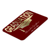Elegant Gold Red bewaart de datum-Afstuderen Magneet (Linkerzijde)