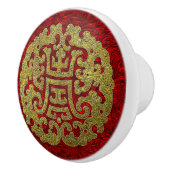 Elegant Gold Red Chinees symbool Keramische Knop (Rechts)