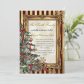 Elegant Gold & Red Christmas Party Invitation Kaart (Staand voorkant)