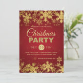 Elegant Gold & Red Corporate Holiday Party Kaart (Staand voorkant)