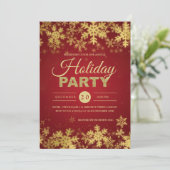 Elegant Gold & Red Corporate Kerstparty Kaart (Staand voorkant)