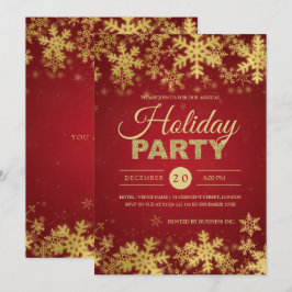 Elegant Gold & Red Corporate Kerstparty Kaart