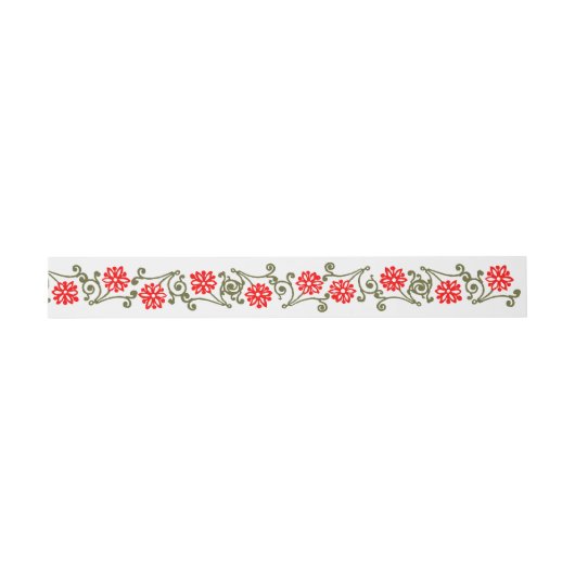 Elegant Gold Red Daisy Etching Border Band Uitnodigingen Wikkel (Vlak)