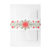 Elegant Gold Red Daisy Etching Invitation Band Uitnodigingen Wikkel (Voorkant Voorbeeld)