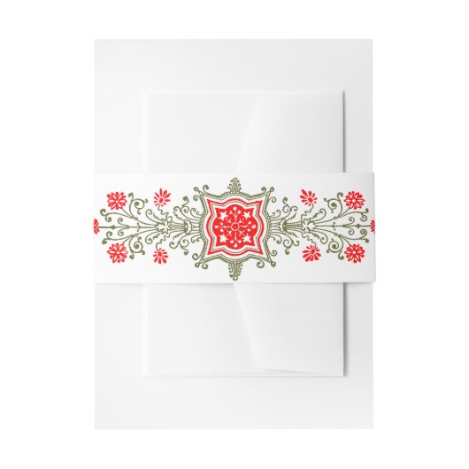 Elegant Gold Red Daisy Etching Invitation Band Uitnodigingen Wikkel (Voorkant Voorbeeld)