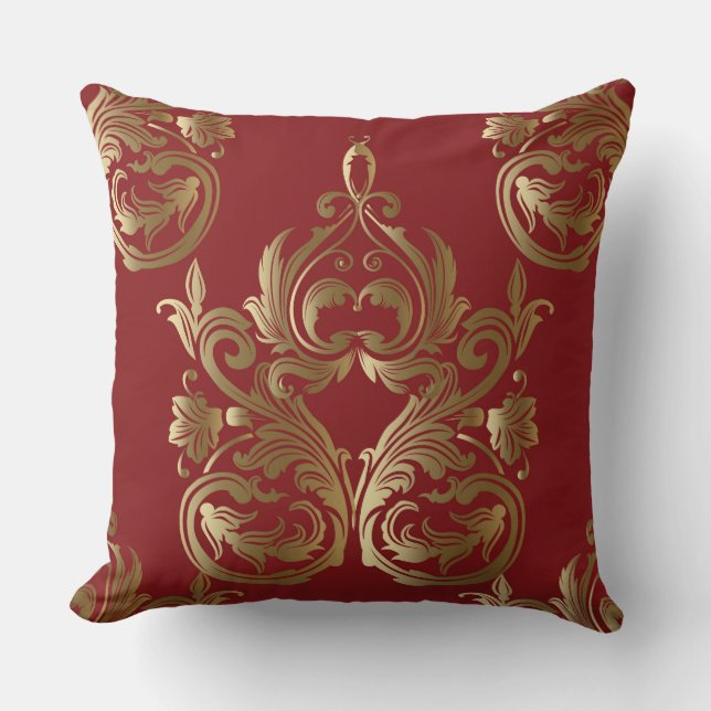 Elegant Gold Red Decorative Pillow Kussen (Voorkant)