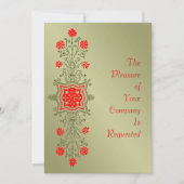 Elegant Gold Red Floral Etching Custom Invitations Kaart (Voorkant)