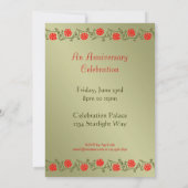 Elegant Gold Red Floral Etching Custom Invitations Kaart (Achterkant)