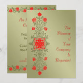 Elegant Gold Red Floral Etching Custom Invitations Kaart (Voorkant / Achterkant)