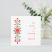Elegant Gold Red Floral Etcing - Aangepaste uitnod Kaart (Staand voorkant)